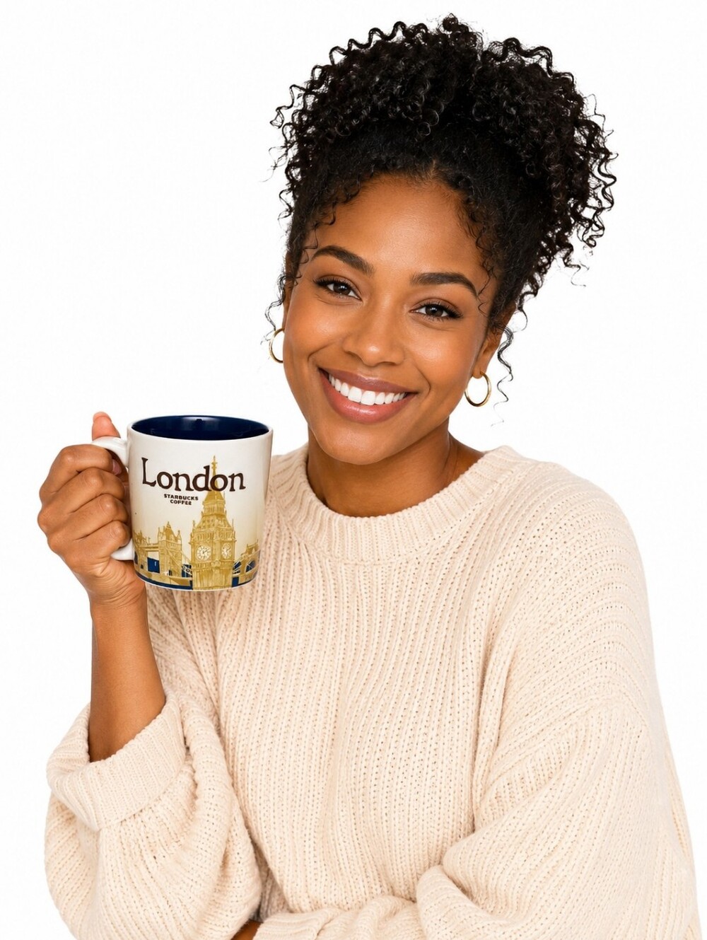 STARBUCKS ON TOUR COFFEE MUG - London - Cream, Gold and Navy - 16 Ounces NWOT